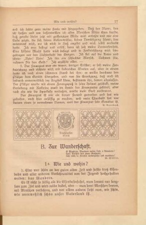 B. Zur Wanderschaft