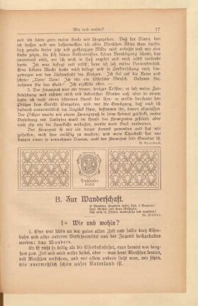 B. Zur Wanderschaft
