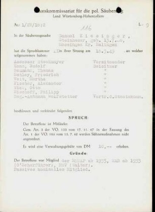 Kiesinger, Samuel