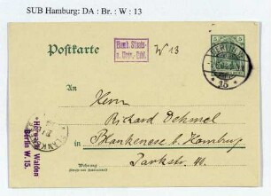Postkarte an Richard Dehmel