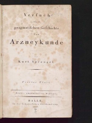 4: Versuch einer pragmatischen Geschichte der Arzneykunde