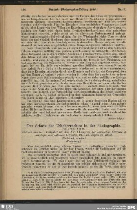 Der Schutz des Urheberrechtes in der Photographie
