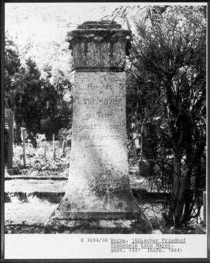 Grabstein von Lina Mayer (gestorben 1921.04.03)
