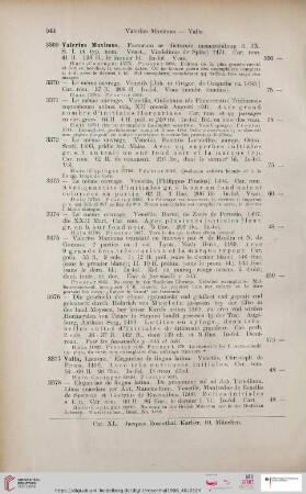 [Valerius Maximus - Vorrillong] (Nr. 3369- 3491)