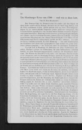 Die Hamburger Krise von 1799 -- und wie es dazu kam.