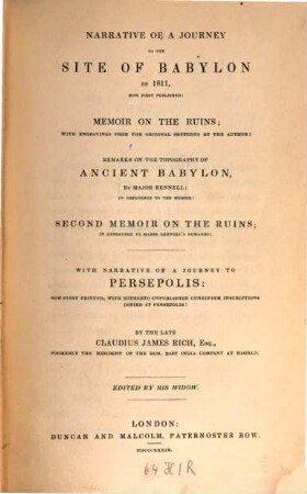 Narrative of a Journey to the site of Babylon in 1811