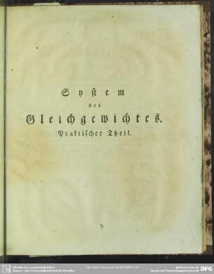 System des Gleichgewichtes. Praktischer Theil