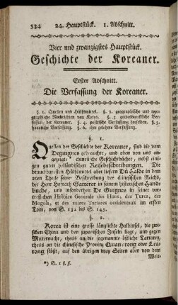 Erster Abschnitt. Die Verfassung der Koreaner