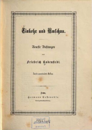 Einkehr und Umschau : neueste Dichtungen