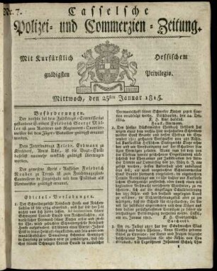 Nr. 7, Mittwoch, den 25sten Januar 1815