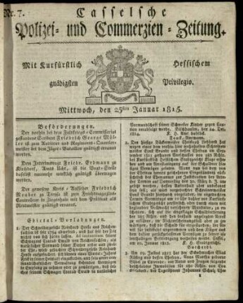 Nr. 7, Mittwoch, den 25sten Januar 1815