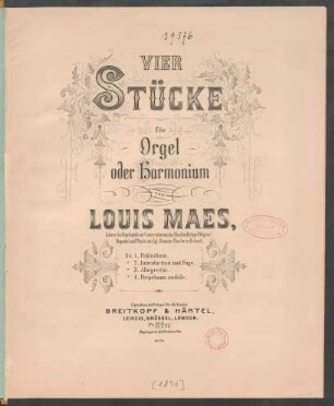 Vier Stücke für Orgel oder Harmonium