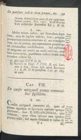 Cap. VII. De causis mitigandi poenas communibus sigillatim