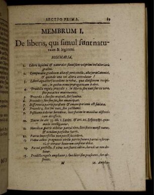Membrum I. De liberis, qui simul sunt naturales & legitimi