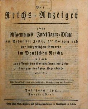 Kaiserlich privilegirter Reichs-Anzeiger. 1794, 2