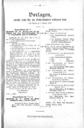Vorlagen welche nicht für die Oeffentlichkeit bestimmt sind., 07. Februar 1900