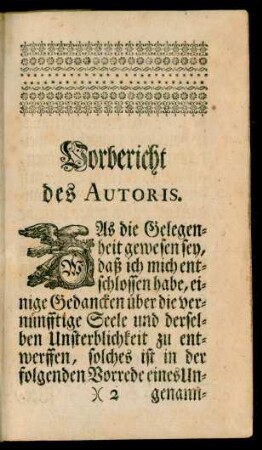 Vorbericht des Autoris