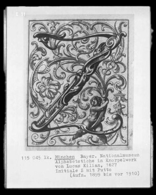 Alphabetstiche in Knorpelwerk: Initiale Z mit Putto