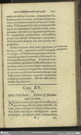 Cap. XV. De Rebus Palatinatus, Alsatiae & finitimorum locorum