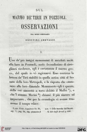 9: Sul marmo de'tirii in Pozzuoli : osservazioni