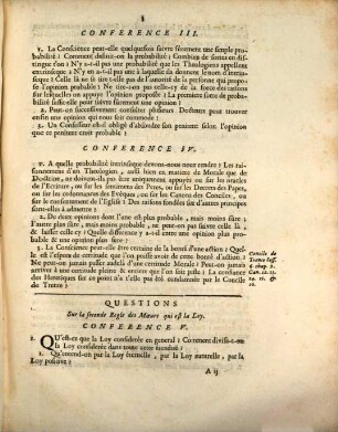 Matières des conferences sur la regle des moeurs pour les Chanoines reguliers de la Congregation de France