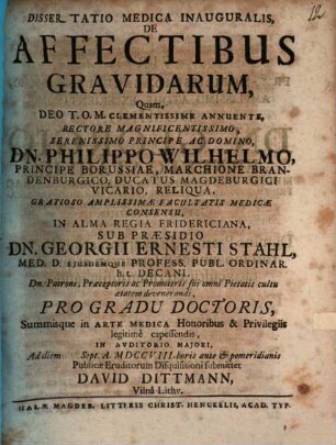 Diss. med. inaug. de affectibus gravidarum