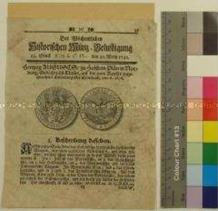 Beschreibung historischer Münzen mit Kupferstichabbildungen o.O. (Fragment)