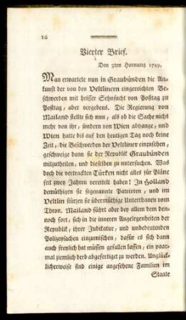 Vierter Brief. Den 3ten Hornung 1789.