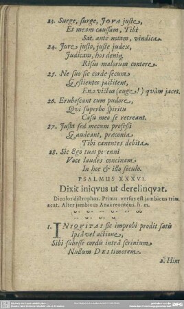 Psalmus XXXVI. Dixit iniqus ut derelinquat
