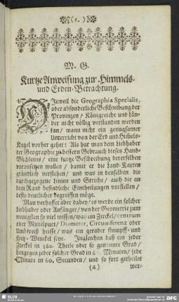 Kurtze Anweisung zur Himmels- und Erden-Betrachtung