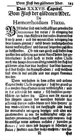 Das XXXVII. Capitel. Vom Fluß der güldenen Ader. De Hæmorrhoidum Fluxu.