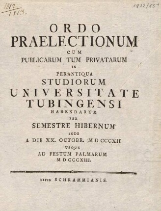 Vorlesungsverzeichnis 1812/13