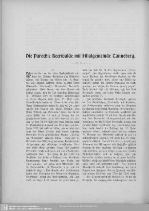 Die Parochie Beerwalde mit Filialgemeinde Tanneberg