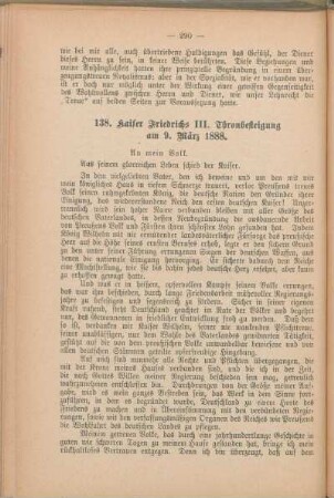 138. Kaiser Friedrichs III. Thronbesteigung am 9. März 1888.