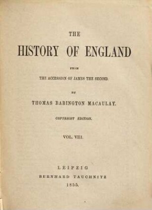 The history of England from the accession of James the Second, 8
