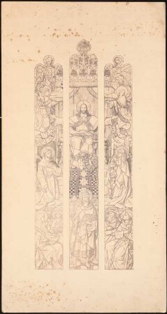 Unzugeordnete Altäre, Kircheneinrichtung, Skulpturen und Ornamente: Vorzeichnung für Kirchenfenster (nicht von Klomp)