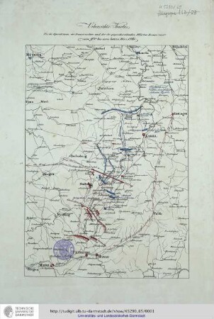 Uebersichts-Karte für die Operationen der Französischen und der ihr gegenüberstehenden Alliirten Armee vom 9ten bis zum letzten März 1761. [Berlin,ca.1850]