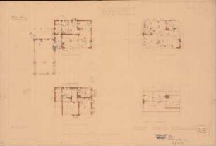 Wohnhaus Prof. Rüster, Berlin-Grunewald: Grundrisse EG, OG, KG, DG 1:100