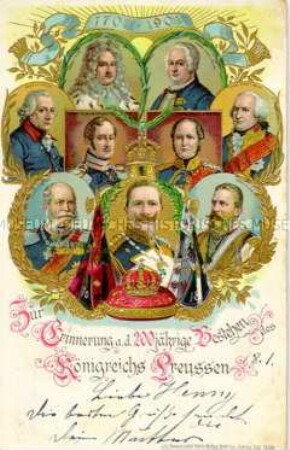 Postkarte zum 200jährigen Bestehen des Königreichs Preußen