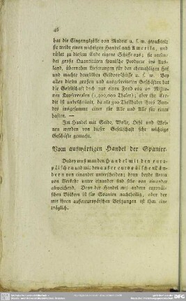 Vom auswärtigen Handel der Spanier