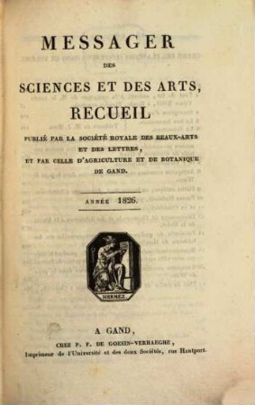 Messager des sciences et des arts. 1826