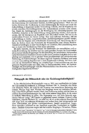 Pädagogik der Bildsamkeit oder der Erziehungsbedürftigkeit?