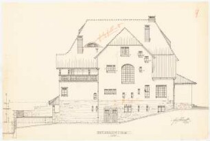 Einfamilienwohnhaus, Berlin-Nikolassee: Aufriss Ostansicht 1:50