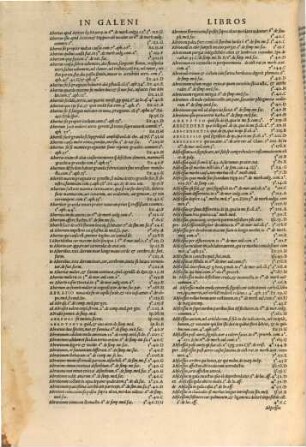 Omnia quae extant in latinum sermonem conversa : Quibus post summam antea adhibitam diligentiam multum nunc quoque splendoris accessit, quod loca quamplurima ex emendatorum exemplarium grȩcorum collatione et illustrata fuerint & castigata, [10]. Index Refertissimus In Omnes Galeni Libros, Qui ex Iuntarum tertia editione extant