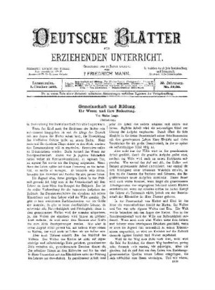 Gemeinschaft und Bildung : ihr Wesen und ihre Bedeutung ; (Fortsetzung)