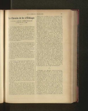 Le Chemin de fer d'Éthiopie.