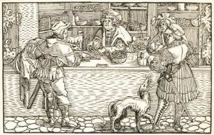 Kaufmannsladen : Kaufmannsladen. Holzschnitt (um 1540; H. Burgkmair der Jüngere). Dresden: Kupferstich-Kabinett