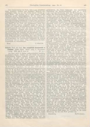 467-468 [Rezension] Schoen, Paul, Das evangelische Kirchenrecht in Preussen. I. Bd