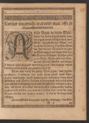 Kurtzer unterricht/ warumb man offt zu Gott ruffen und beten sol.