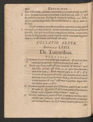 Collatio Sexta. Novella LXXII. - LXXXVIII.